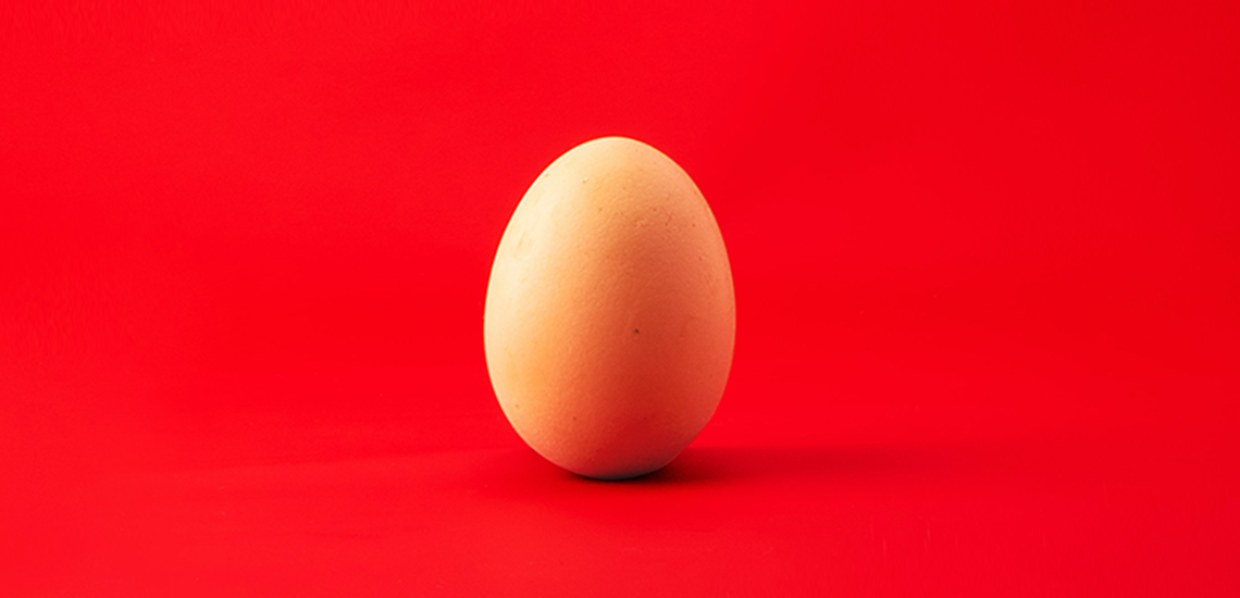 Egg standing up straight